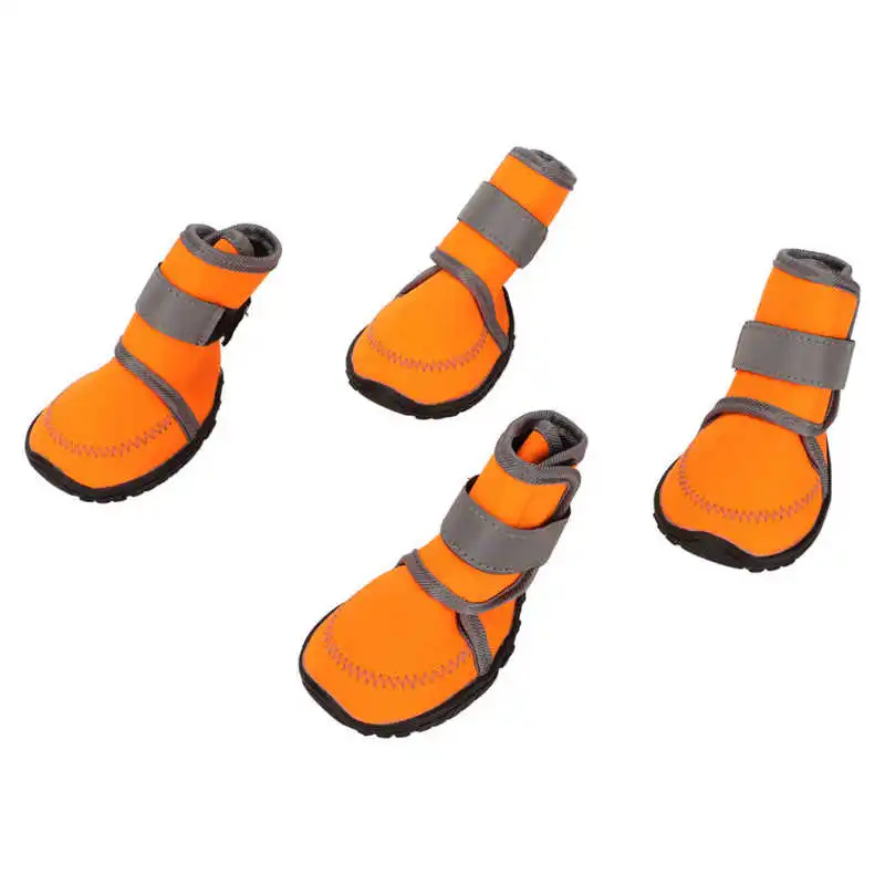 Dog Boots Rubber Dog Shoes Reflective Straps Waterproof Wear Resistant