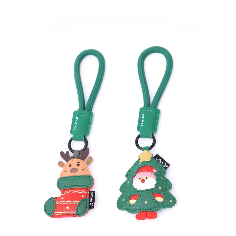 Cute Santa Keychain Sock-Stuffed Detachable Lanyard for Backpack Luggage Christmas Decor