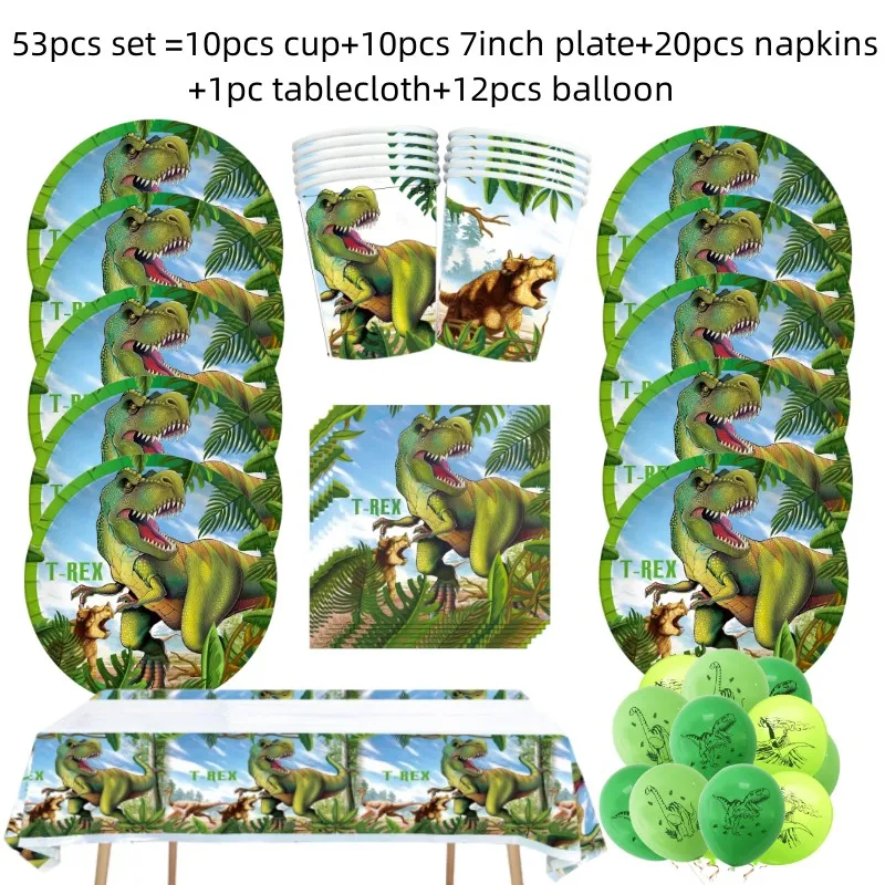 

Набор одноразовой посуды в виде динозавра, декор для дня рождения, тарелка в стиле джунглей и сафари, Аксессуары для детского душа