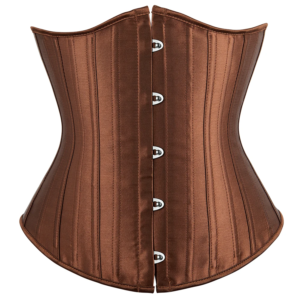 Solid Underbust Corset Spiral Steel Boned Corsets Satin Waist