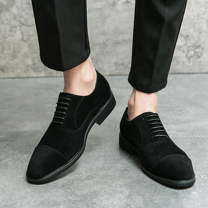 Italian Brand Men's Suede Shoes Banquet Dress Shoes Pointed Formal Shoes Formal Occasions Men's Business Shoes Non Slip