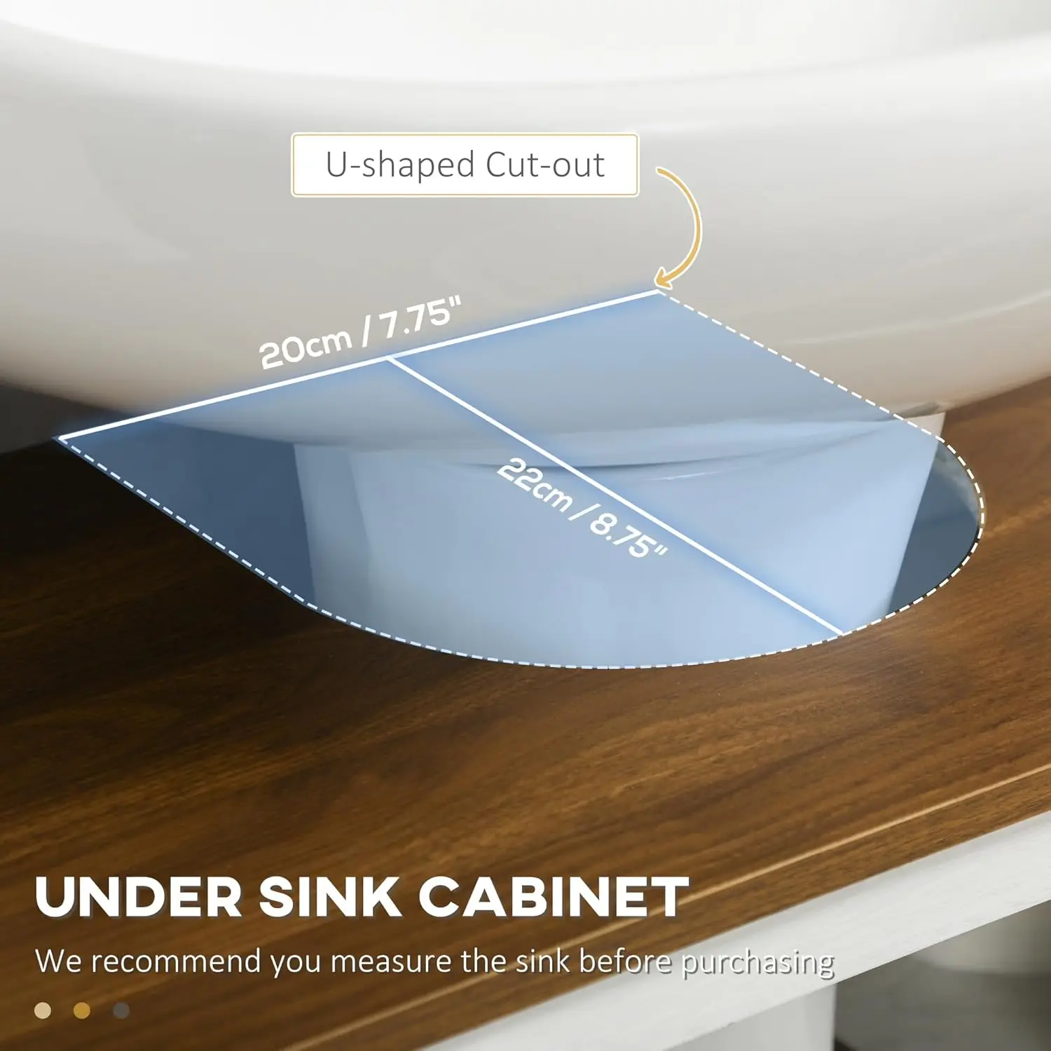 Farmhouse Under Sink Bathroom Cabinet, Pedestal Vanity Storage Cabinet with Double Doors and Storage Shelves, Bathroom Organizer 4