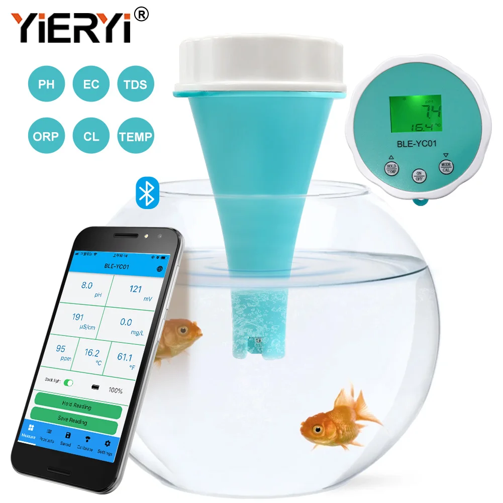 New Blutooth Chlorine Meter for Chlorinated Aquarium Pool Fish Tank Water Profes