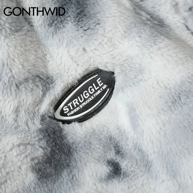 Men Jacket Hip Hop Fleece Jacket Tie Dye Heart Jackets Coats