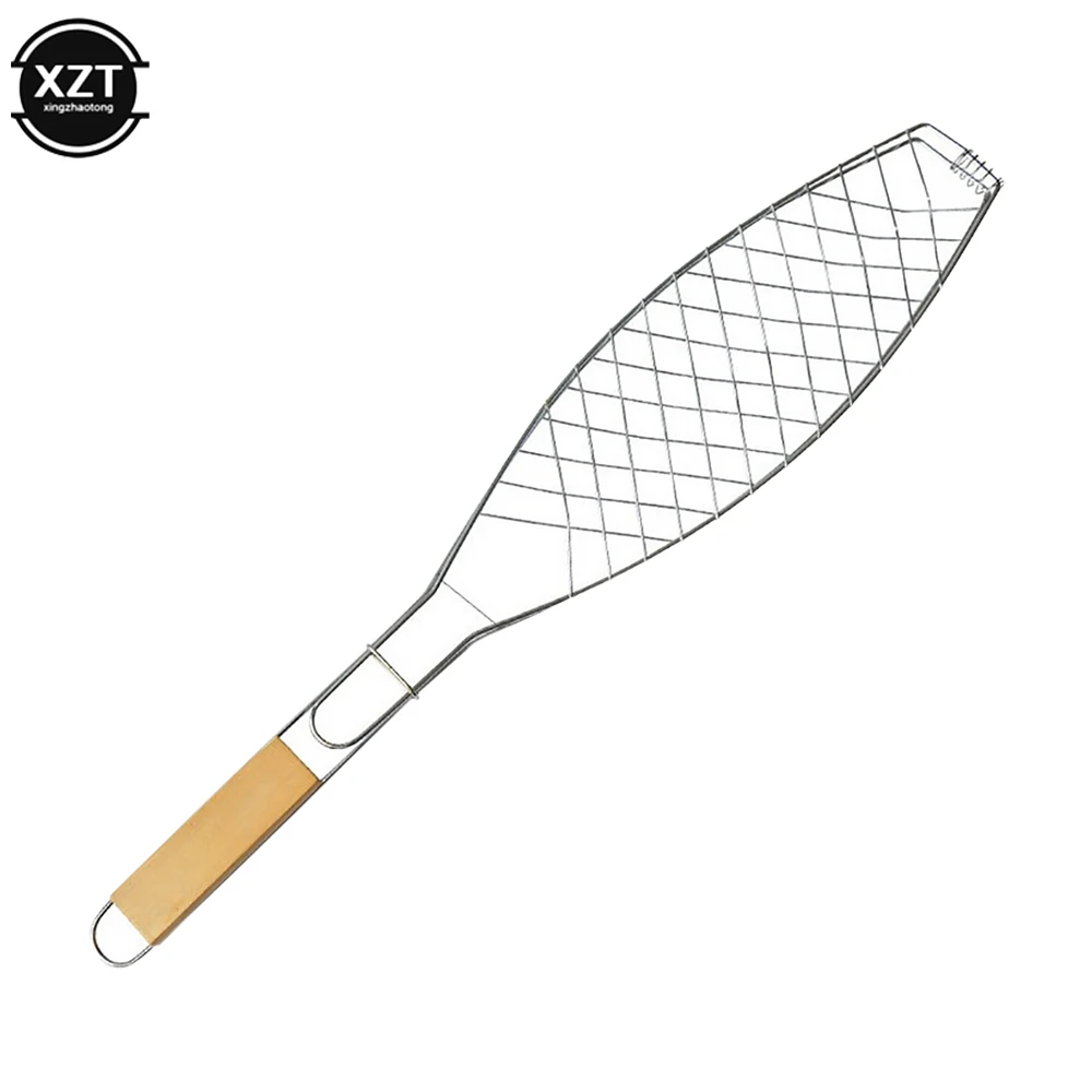 Roasting Fish Grilling Basket Vegetable with Folding Handle DIY Flexible Nonstick Outdoor Barbecue Tool Portable Burger Mesh BBQ
