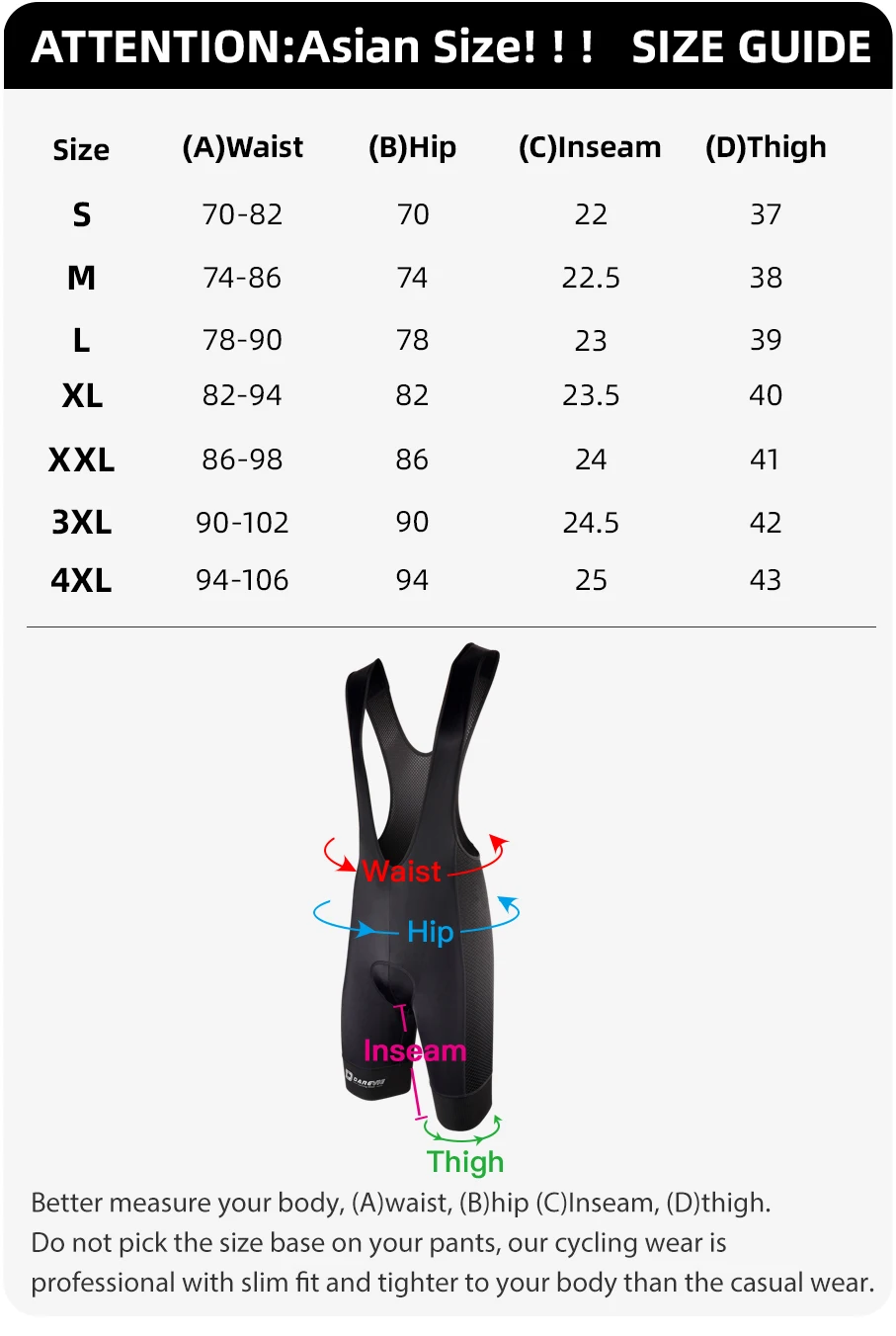Description Picture 3 of itemDAREVIE Cycling Bib Shorts 3D Gel Pad 6H Ride Men Cycling Shorts Downhill Pro Team Men Cycling Shorts Breathable 7CM Leg Gripper