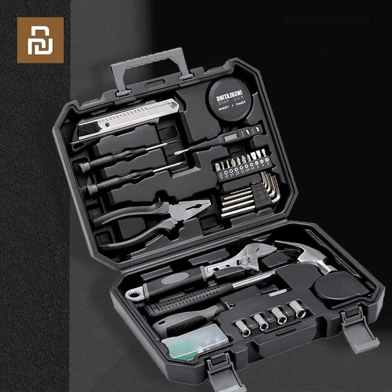 Набор инструментов Xiaomi JIUXUN, ручной набор инструментов для ремонта, плоскогубцы, молоток, измерительная ручка, рулетка, отвертка, портативный инструмент, комбинация