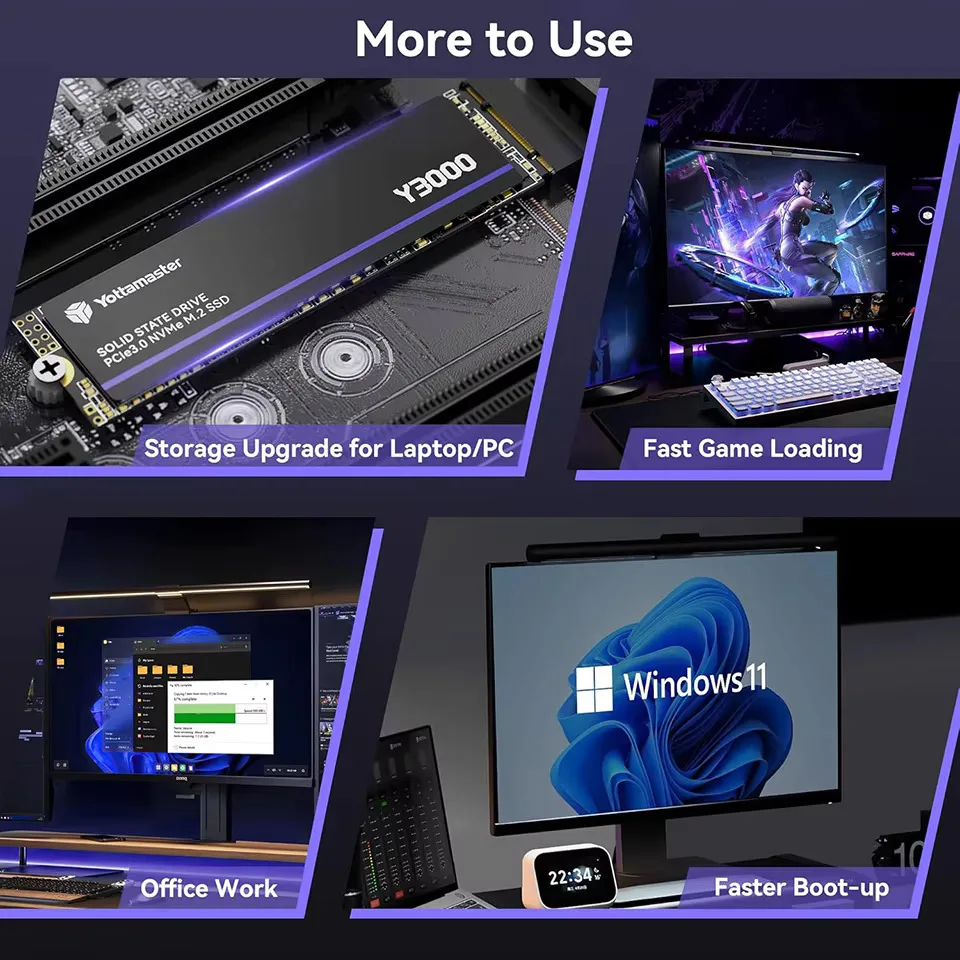 Yottamaster Y3000 NVMe M.2 SSD 1TB　① Yottamaster SSD NVMe Internal Solid State Drive Y3000 256GB 1TB M