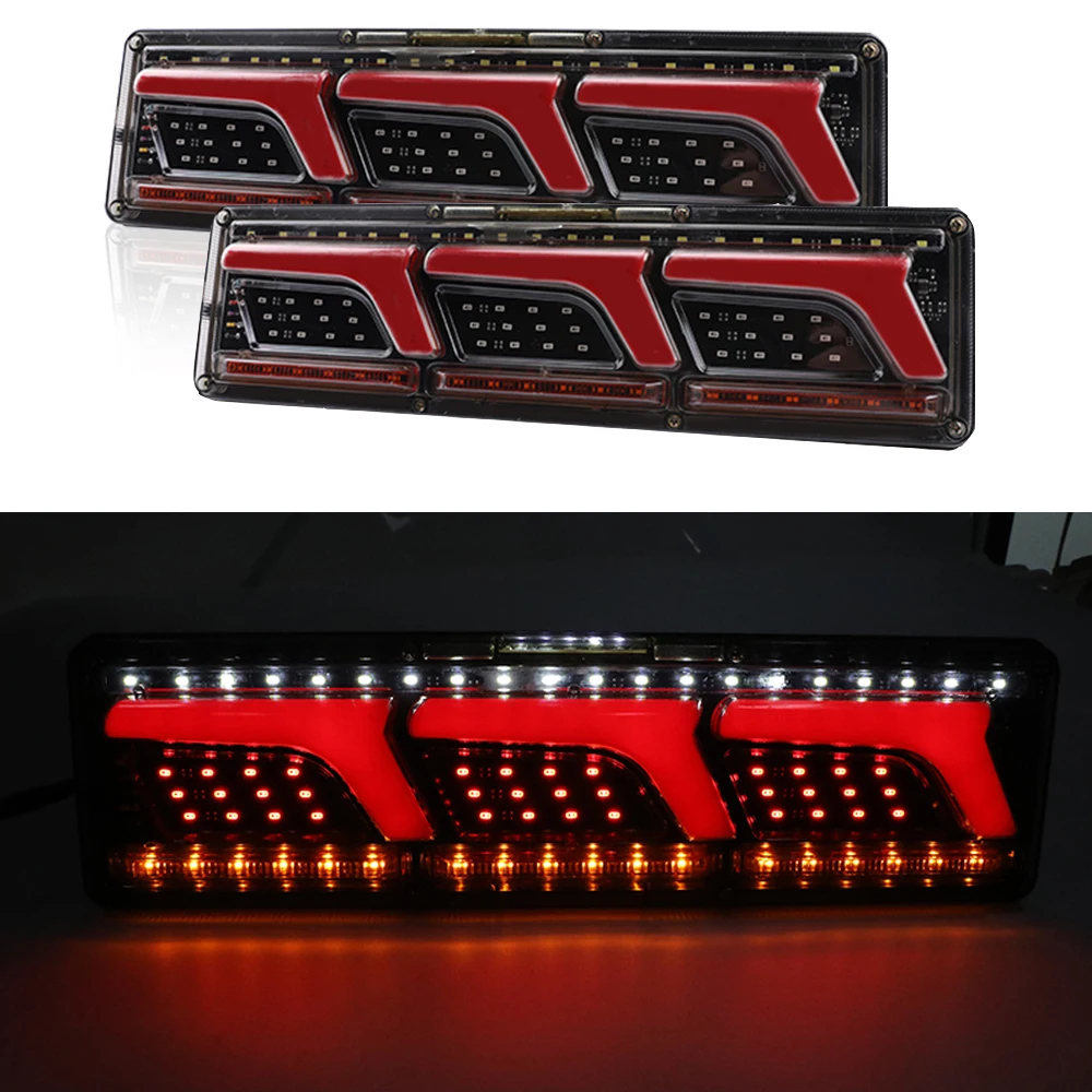 2Pcs12V24VWaterproofTruckLEDRearTailLightTrailerWarningLightsRearTaillightStop