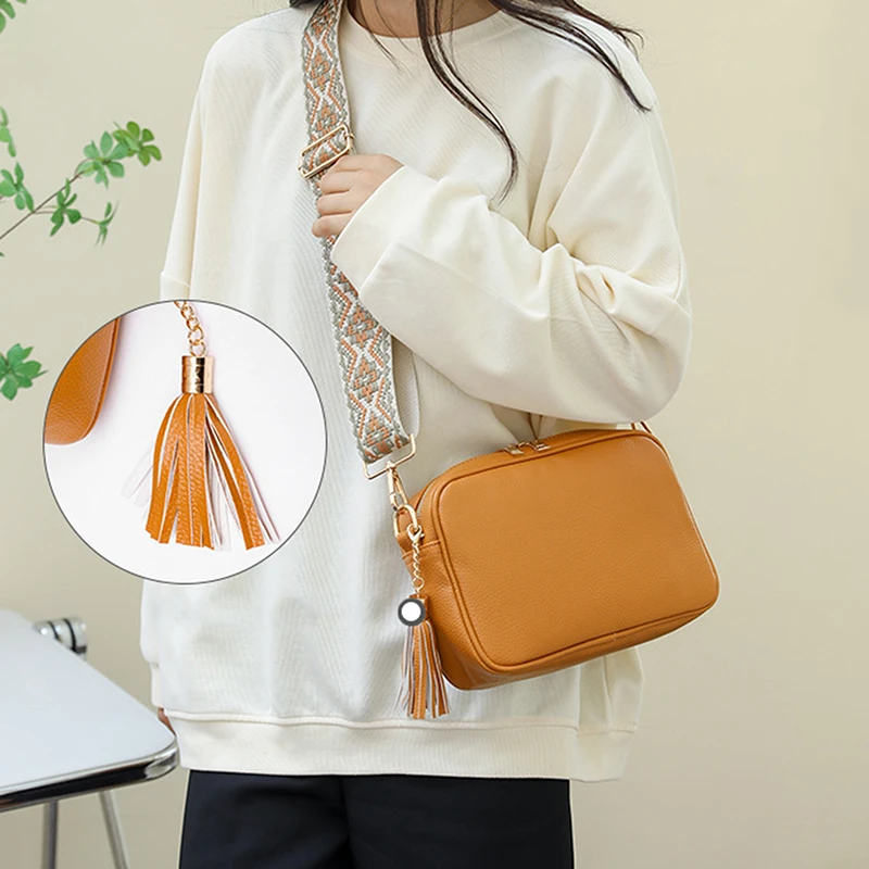 

Women’S Bags 2024 New Handbags Purple Simple Zipper Tassel Design Messenger Bag Female Small Bags Crossbody Bags for Women
