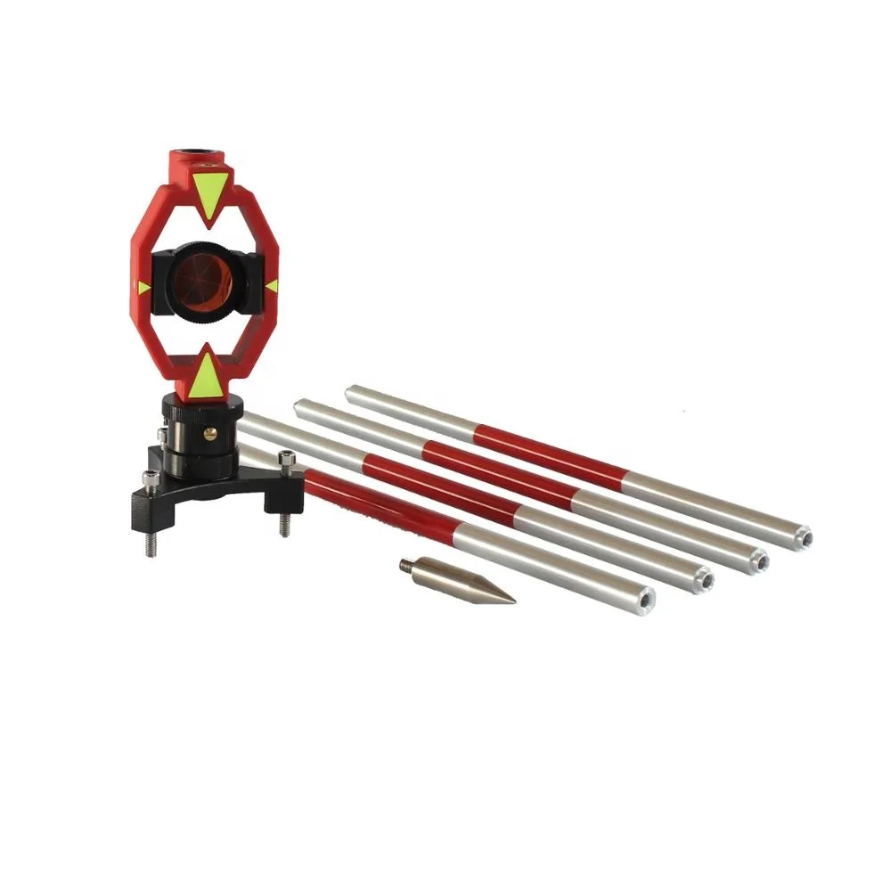 Cheap aluminium quick lock prism pole survey with mini prism telescopic pole