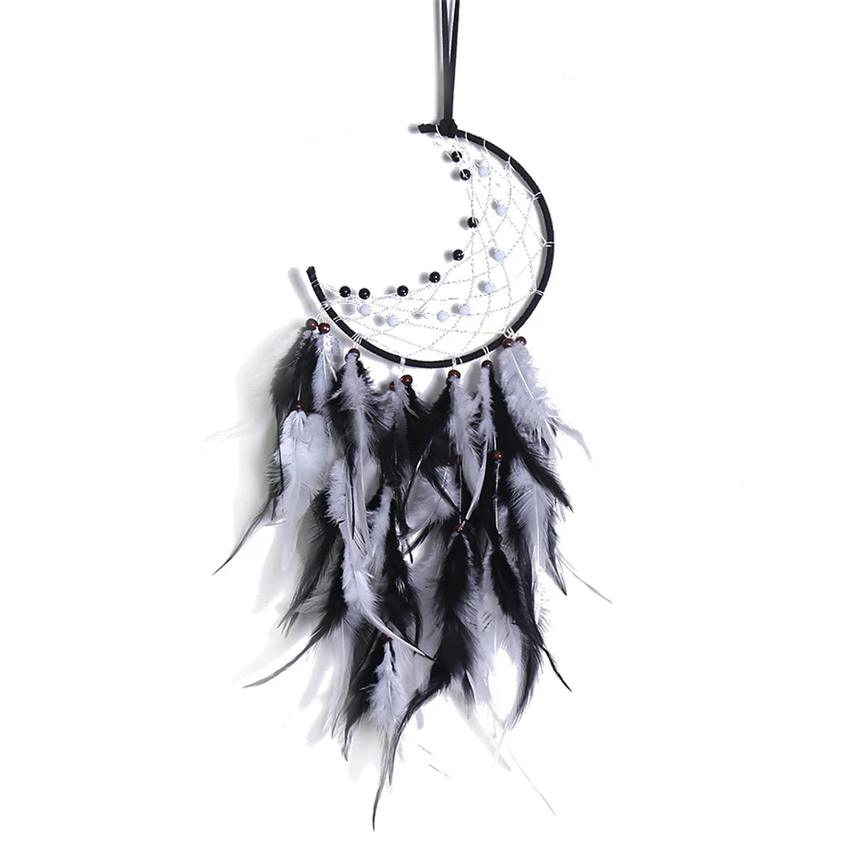 Handmade Dreamcatcher Pendant with Pearls and Feathers