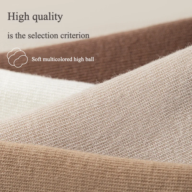 6 Pairs Set Cotton Socks Medium Tube Knitted Loose Long Soft Solid Color Crew Casual Black White Breathable Spring Autumn Sock 3