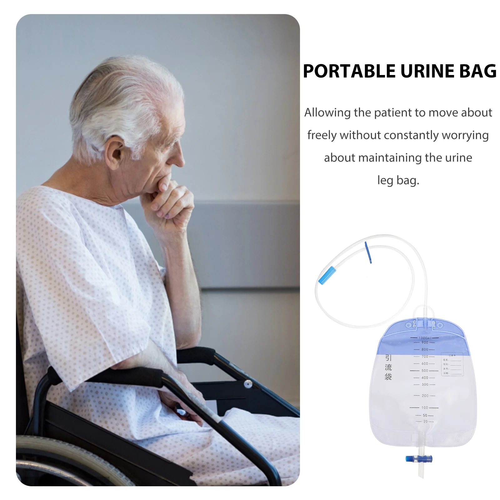 Anti Backflow Urine Collection Bag Portable Drainage Bag Patients Supplies PVC Urine Urological Consumables Health 4 Pcs
