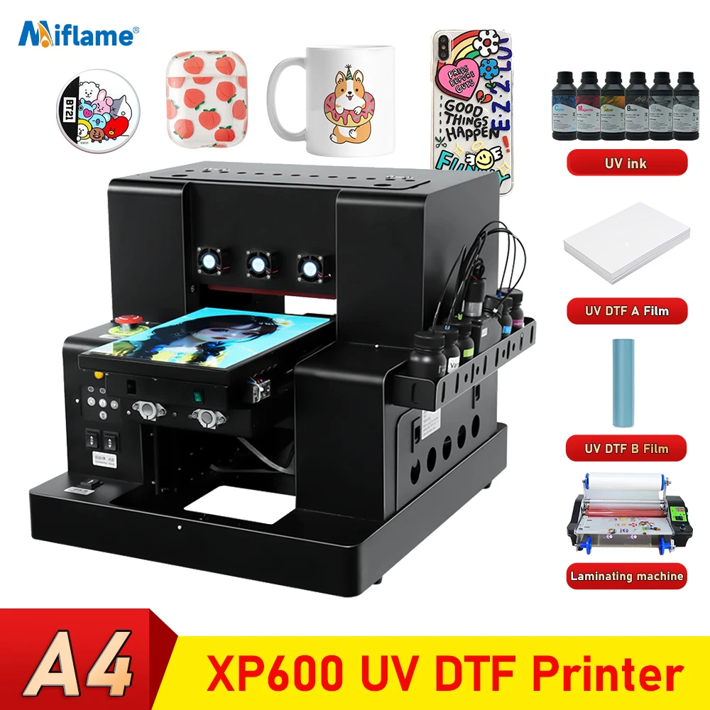 

A4 UV DTF Printer For Epson L805 XP600 UV Flatbed Printer with Varnish UV DTF Sticker Printer For Bottle Acrylic PVC Pens Glass