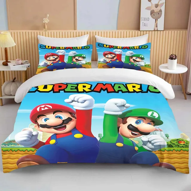 Parures de lit Super-M-MarioS King Size, couvre-lits et taies d'oreiller mignons sur le thème de l'anime cosplay, ensembles de housses de couette pour chambre à coucher 1