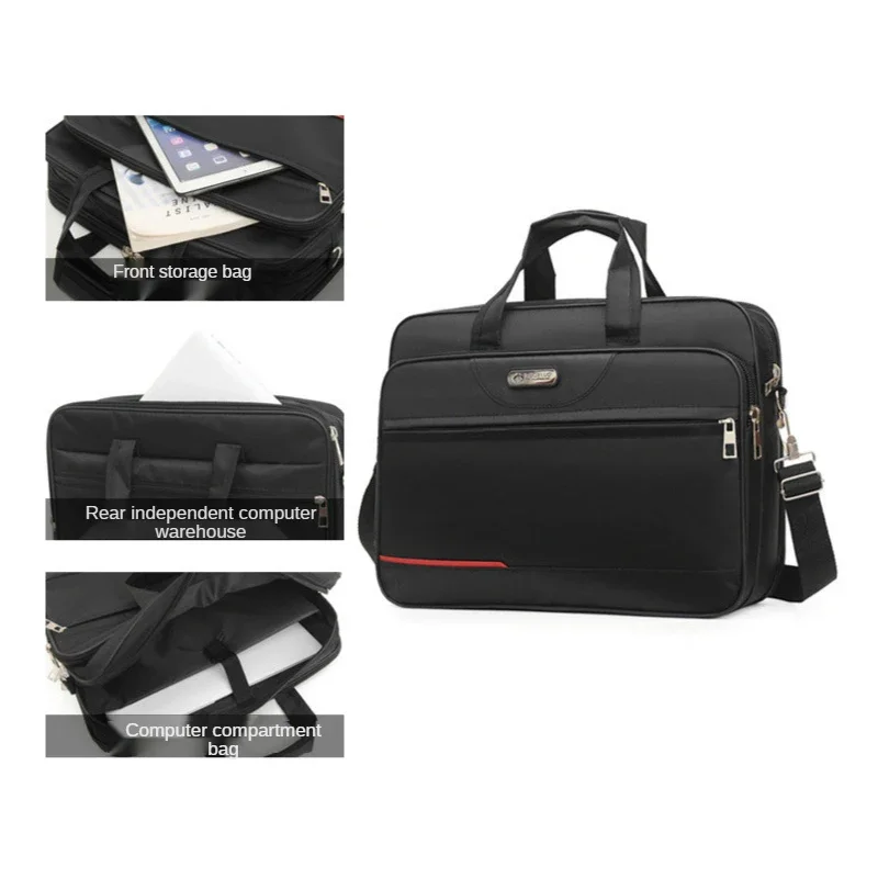 Leather Briefcase Men's Business Briefcase Weekend Travel Document Storage Bag Laptop Protection Handbag Material Organize Pouch Accessories Items