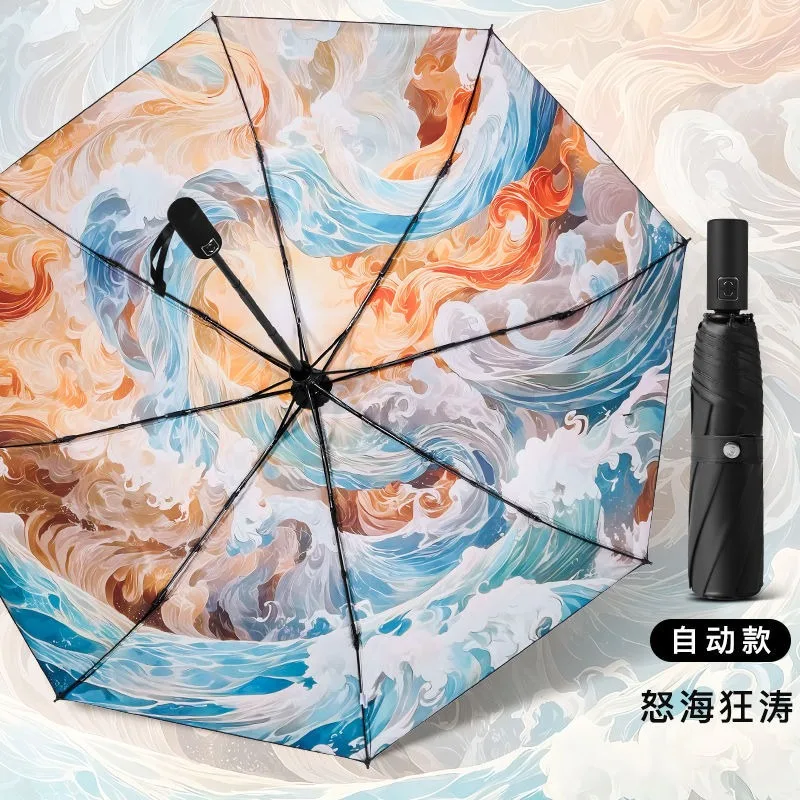 Tian Guan Ci Fu,Heaven officials blessing,Chinese style Anime,Anti-UV,Automatic Rain Compact Umbrella for Woman Man