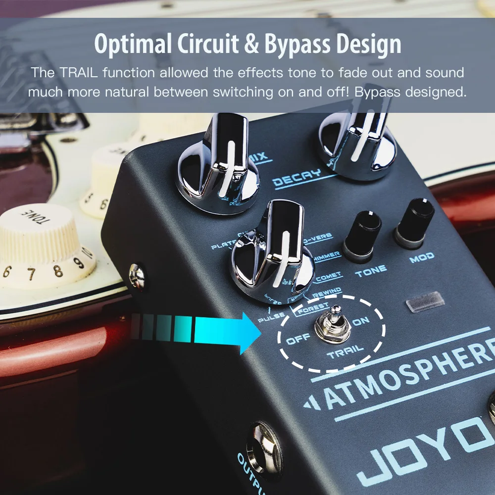 R-14 Reverb Guitar Pedal 9 Digital Reverb Types with Modulation and Trail Functi