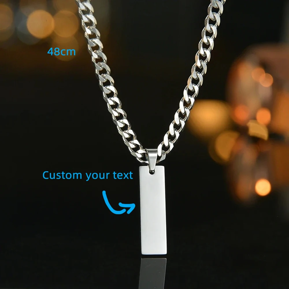 2023 Custom Engrave Name Necklace Bracelet Set Jewelry Stainless Steel Personalized Text ID Bracelet Men Women Christmas Gifts 2