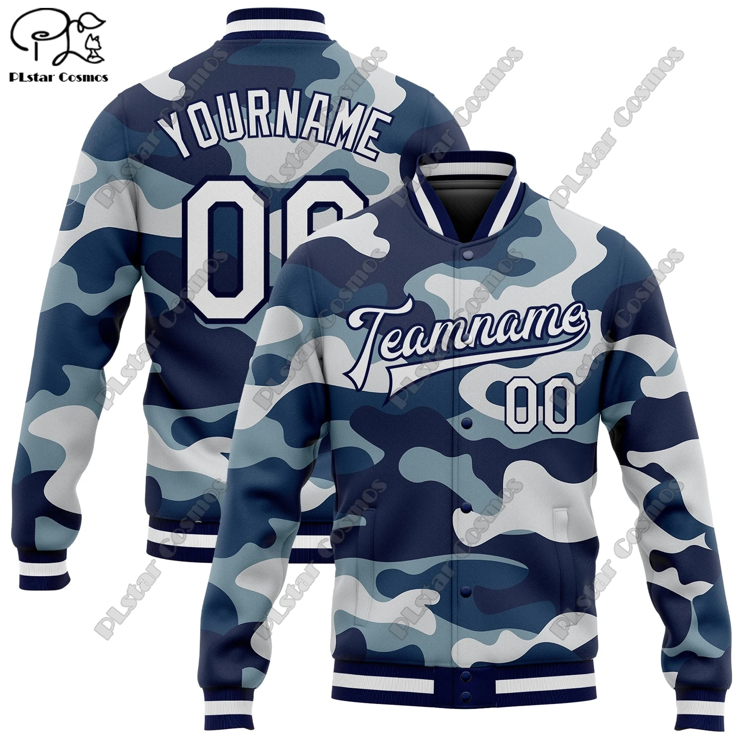 3D Printing Camouflage Pattern Custom Name Jacket Aviator Full Snap Jacket Unisex Team Gift Winter New Arrival