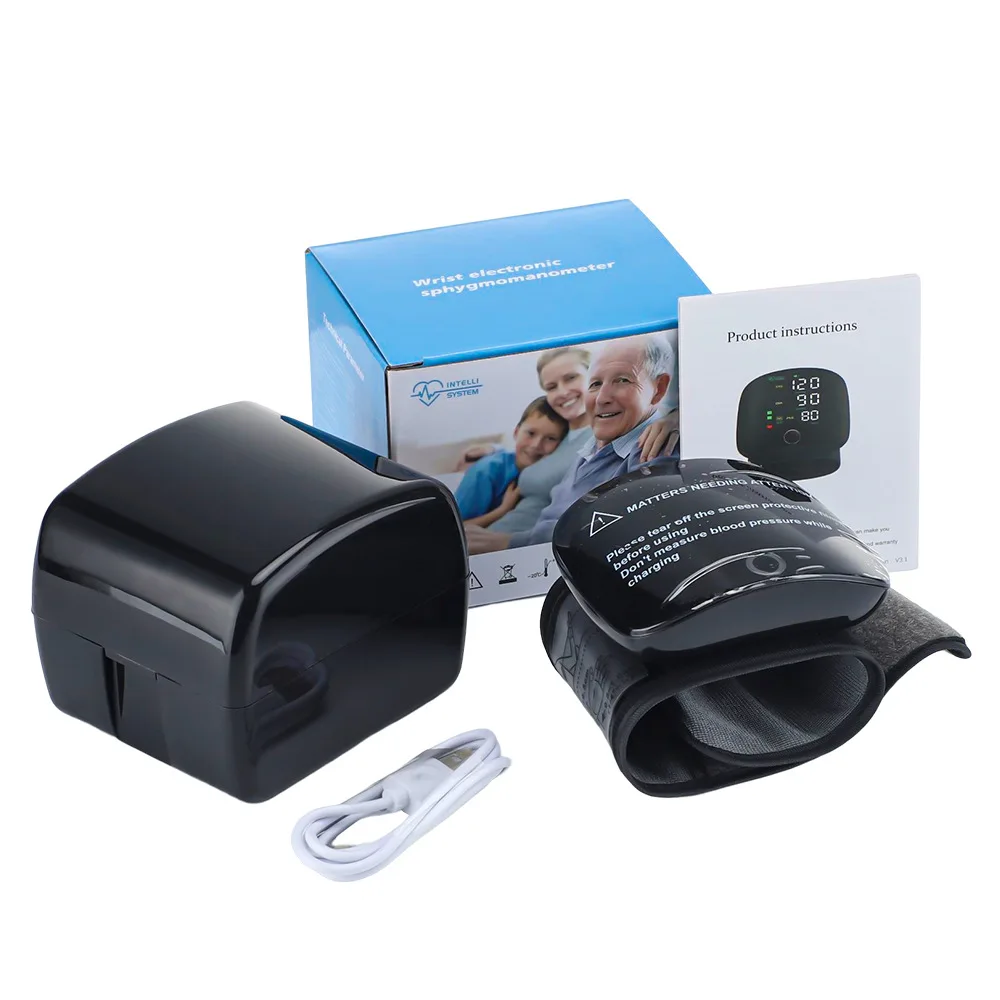 Blood Pressure Monitor Rechargeable Wrist Blood Pressure Monitor Medical English Voice Digitlal Tensiometro Health Sphygmomanometer Tonometer