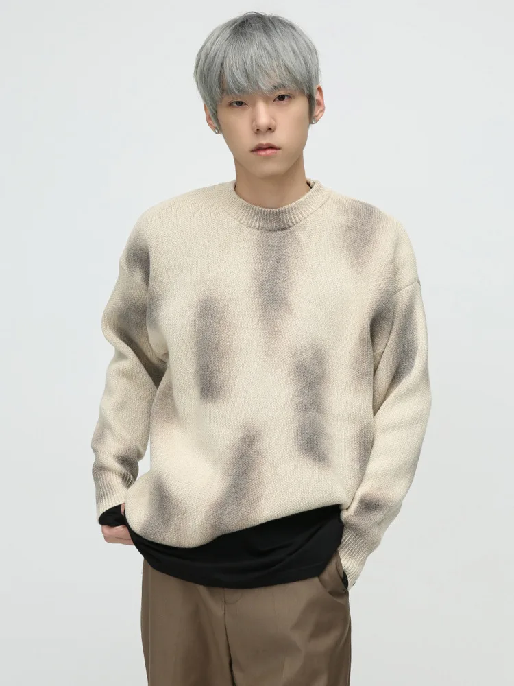 

SYUHGFA Men's Clothing 2024 Korean Streetwear Round Collar Sweater Loose Vintage Oversized Kintted Sweater Pullover For Male