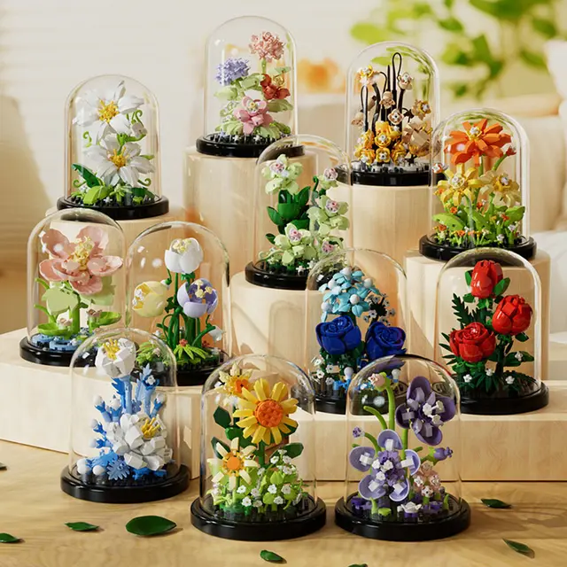 Building block flower eternal rose small particle building block assembly toy Birthday Christmas gift desktop decoration 2