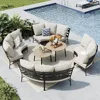 Patio Furniture Set, 8 Seats Half-Moon Curved Outdoor Sectional Sofa Conversation Set, Woven Rattan Patio Couch 1
