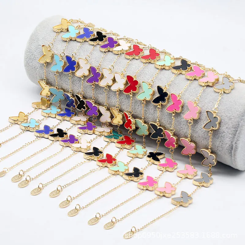 Butterfly Charm Bracelet for Women Free Shipping Gold Green Red Black Blue Color Chain Jewelry Aesthetic Bracelets 2022 Trend
