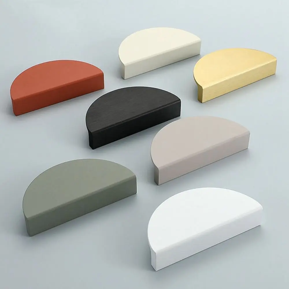 1Pc Half Moon Handle Semicircle  Cabinet Door Knobs Aluminum Alloy Invisible Clasp Drawer Pull Handles Furniture Hardware