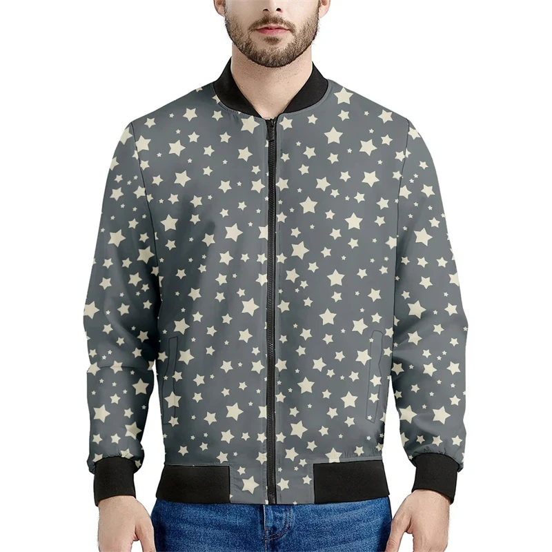 thumbnail image 1 of Chaqueta bomber de primavera y otoño para hombre con estampado 3D de estrella de cinco puntas y cremallera por todas partes, chándal unisex, chaqueta informal con cremallera, ropa 6XL, 1 of 5