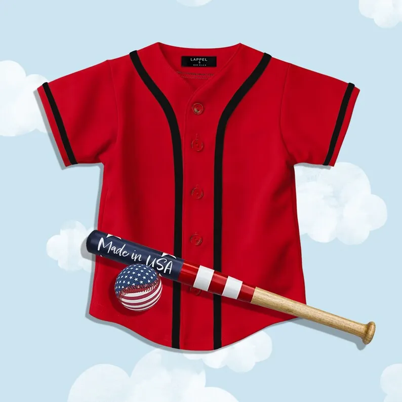 Kids Youth Baseball Button Down Jersey League Sports Team Uniforms Size 6 Month to 10Years Short Sleeve Athletic Shirts Made USA