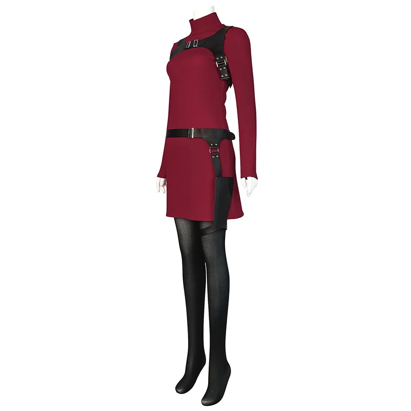 Movie Ada Wong Cosplay Costume Adult Women Girls Red Dress Socks Suit Halloween Outfit Uniform Party Performance