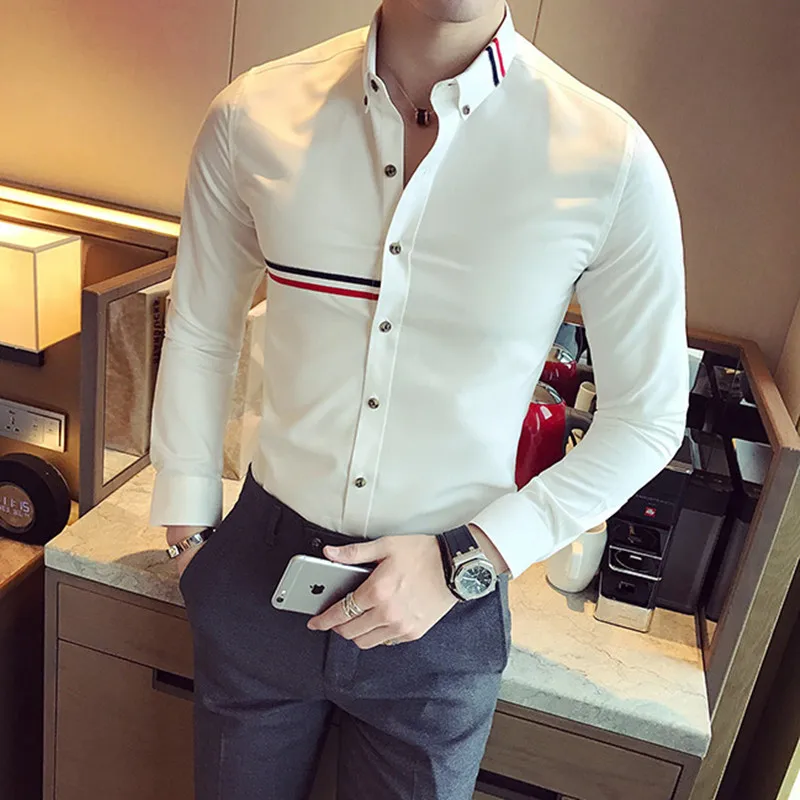 

2023 New Men's Shirts High Quality Fashion Slim Fit Long Sleeve Shirts Business Leisure Social Long Sleeve Dress Clean Dress