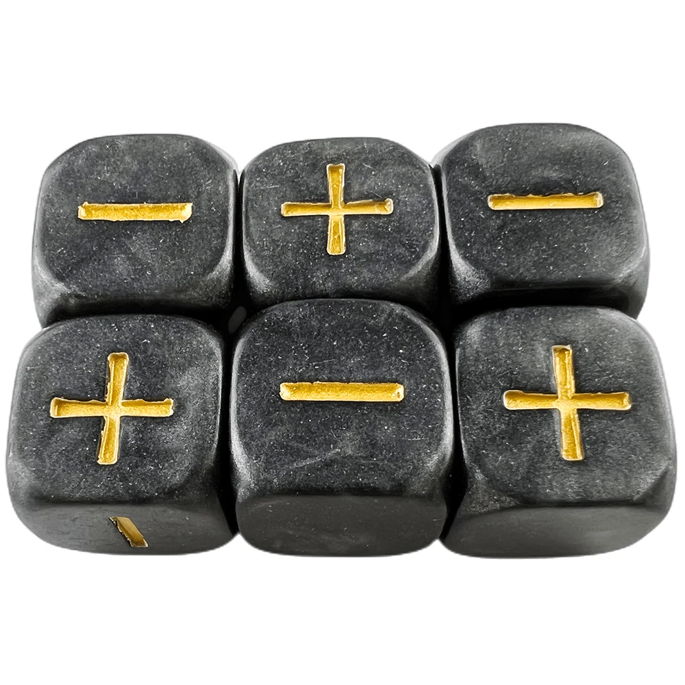 4PCS 16mm Fate Dice for Board Game +,- Mable Effect with Gold Ink Tabletop Game Desk Game Role Playing game dice,dice set