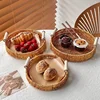 1/3 Piece Hand Woven Imitation Rattan Round Storage Tray Wooden Vintage Imitation Rattan Fruit Basket Snack Tray Storage Tray 2