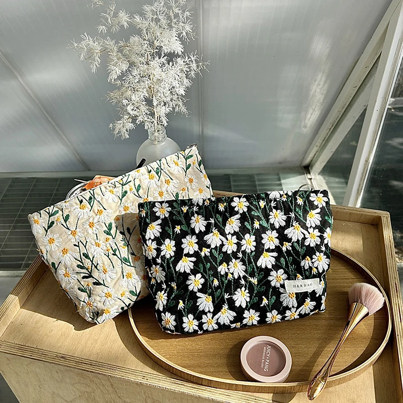 Description Picture 3 of item1PC Literary Makeup Bag Portable Large Capacity Skincare Product Storage Bag