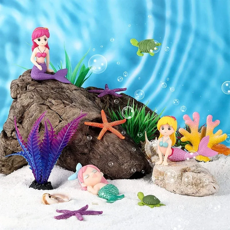 Mermaid Figurines for Aquarium Fish Tank Little Mermaid Ornament DIY Cake Decor Desk Craft Accessories Home Decorations fish tank ornaments fish tank decorations aquarium ornaments