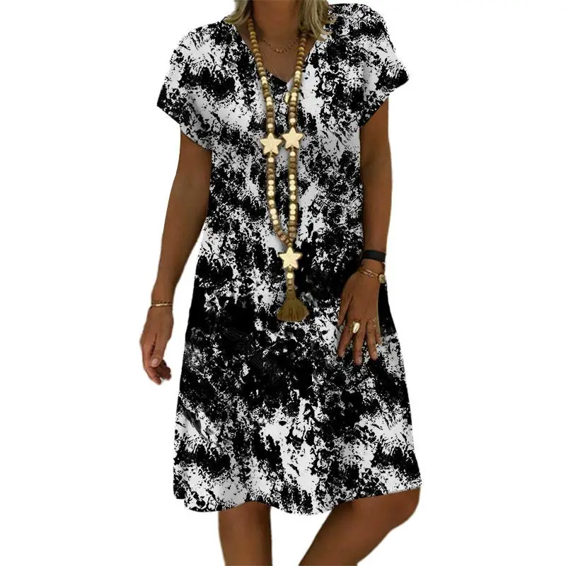 

Boho Loose Dress Women Casual Solid Color Batwing Sleeve Dress