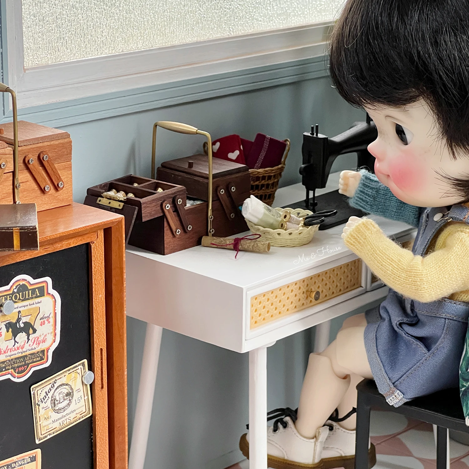 1/6 bjd ob11 miniature dollhouse furniture Mini model  Needle and thread storage box/sewing ornaments 5