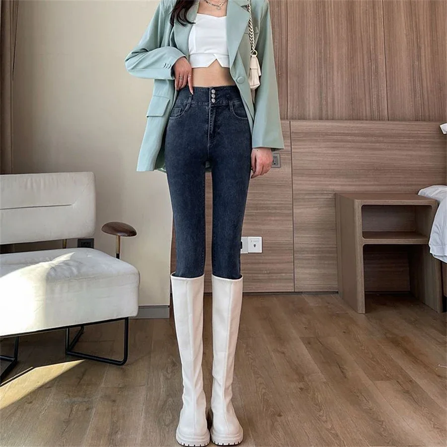 High Waist Women's Ankle-length Pencil Jeans Spring Fall Skinny Vaqueros Korean New Streetwear Denim Pant Stretch Kot Pantalones
