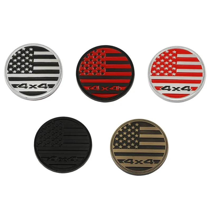 

Car Metal 4X4 US Flag Logo Badge Emblem Decals Sticker For Jeep Wrangler JL JK Grand Cherokee Dodge Chevrolet Chrysler GMC Ford