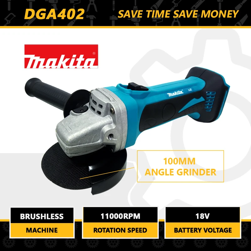 

Makita DGA402 18V Li-Ion Brushless 100mm Angle Grinder High torsion high power rechargeable Cordless For Makita 18V Battery