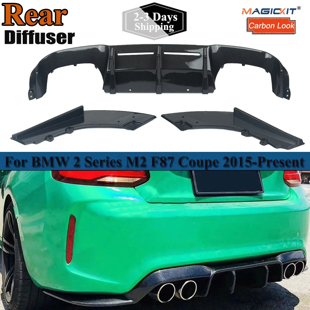Spoiler Per Paraurti Posteriore Per Auto Per Bmw M2 Diffusore F87 M2C Competition 2015 + Coupe Copertura Protettiva In Fibra Di Carbonio