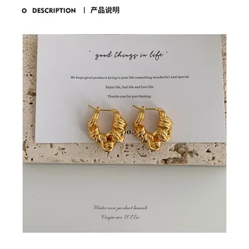 2025 summer metal wound knotted earrings women, niche design sense irregular golden ear buckle