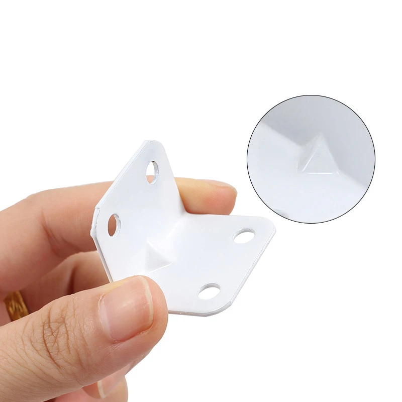 Stainless Steel Angle Bracket Furniture Hardware Angle Bracket Angled Furniture Hardware Angle Connector 10Pcs White Iron Angle Code 90 Degree Right Angle Corner Brackets