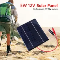 5W 12V Portable Solar Panel Waterproof Solar Charging Panel Mini Small Solar Panel Module for Lamp Fan Pump for Outdoor Camping 4