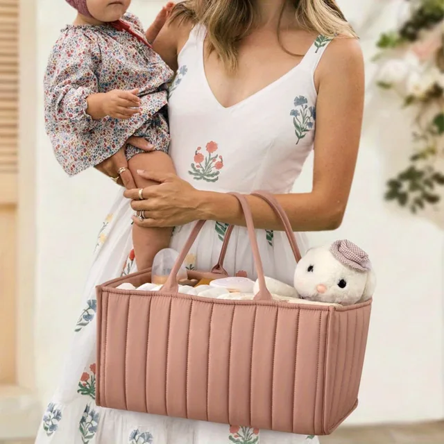 Mommy Tote Bag Baby Diaper Hanging Bags Multifunctional Portable Mom Tote Basket Outdoor Portable Bag 2