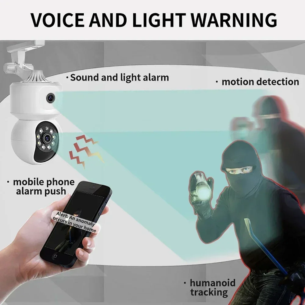 كاميرا 4MP 2K WiFi PTZ مع شاشات مزدوجة اتجاهين الص...